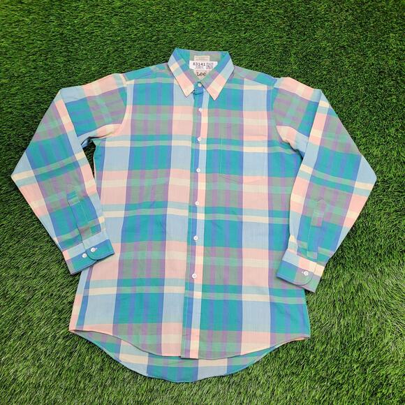 Vintage 80s LEE Western Hippie Shirt S/M 20x30 Plaid Snap USA - Picture 1 of 10